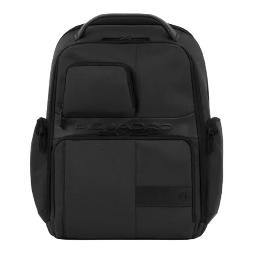 -PIQUADRO Zaino Porta PC 15,6″ in Tessuto e Pelle CA6239W129BM/N Nero