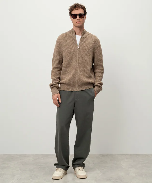 A.P.C Cardigan beige MARRON CHINE in lana con logo WVBCZH22264