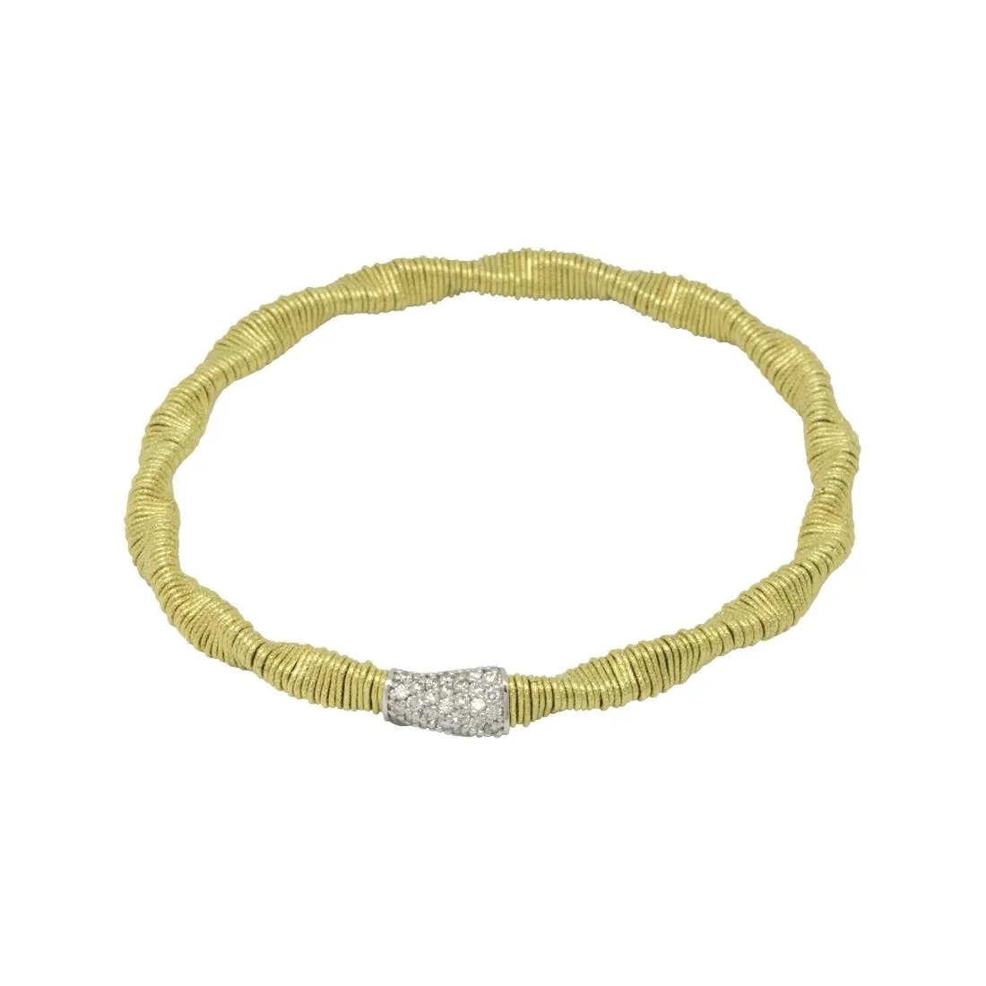 Bracciale in oro giallo e sfera passante 8mm diamanti bianchi