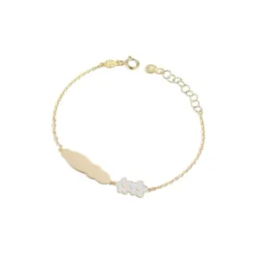 Bracciale in Oro Giallo Fiori Bianchi e Targhetta Bimba Le Bebé – Toys