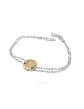 Bracciale uomo donna Argento 925 con bottone centrale bagno oro giallo 17,00 - 20,00 cm