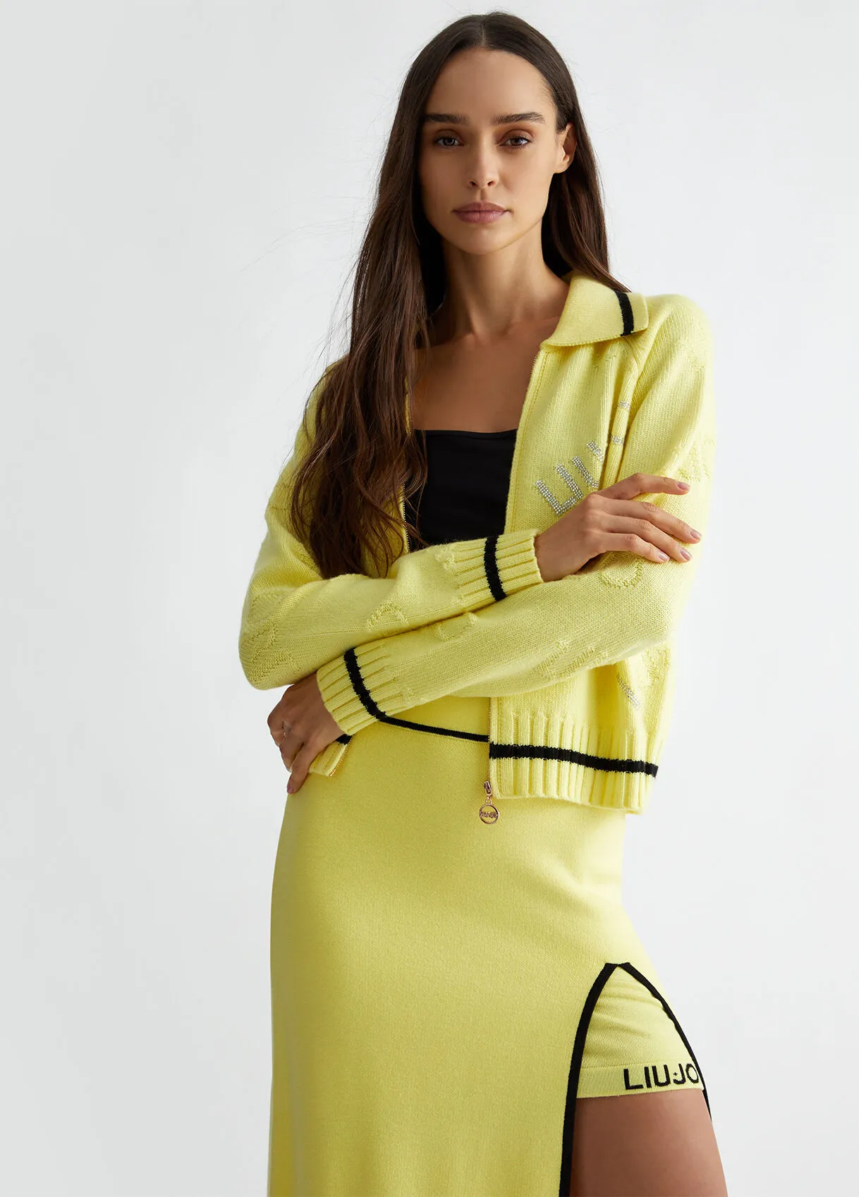 Cardigan in misto lana con logo