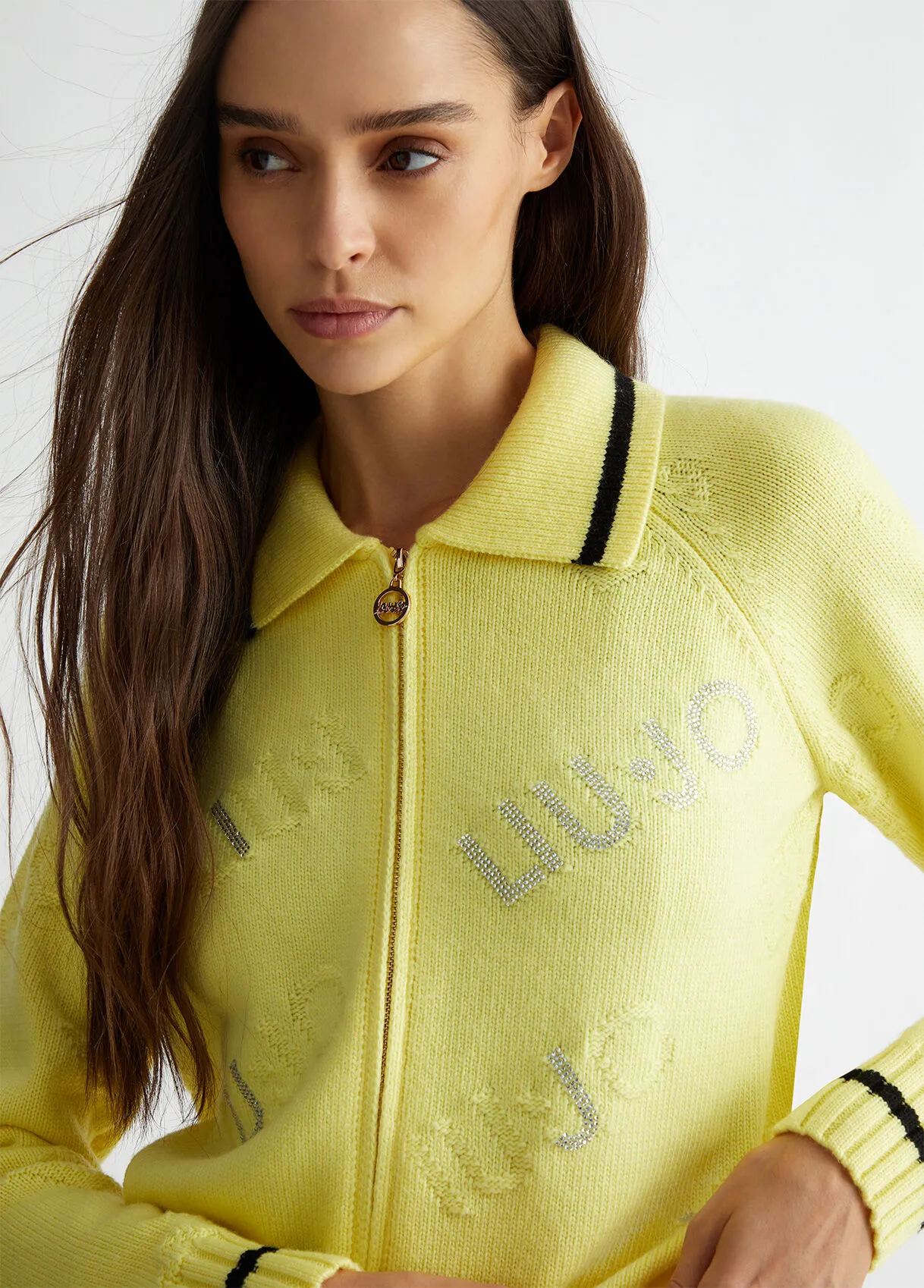 Cardigan in misto lana con logo