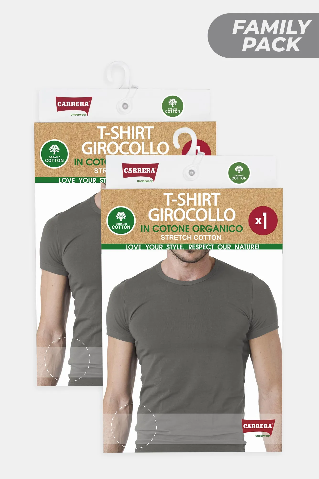 Carrera  ---------    ------------Confezione da 2 t-shirt girocollo in cotone organico - grigio