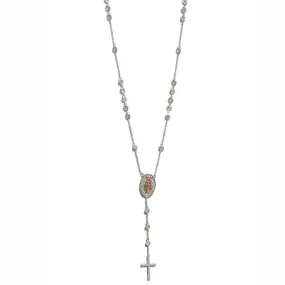 COLLANA ROSARIO Y IN ORO BIANCO E ZIRCONI