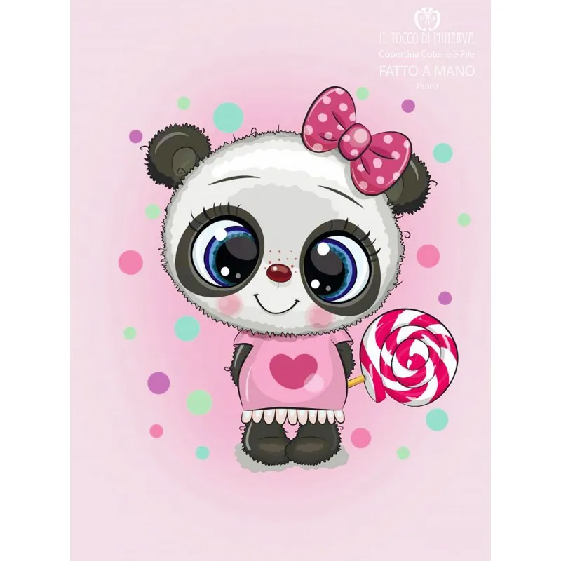 Copertina in Pile pois rosa antico e Cotone Panda - Fatto a Mano