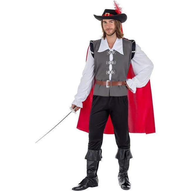 Costume da moschettiere classico per uomo grigio