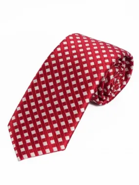 Cravatta alla moda con struttura a rete di colore rosso medio bianco