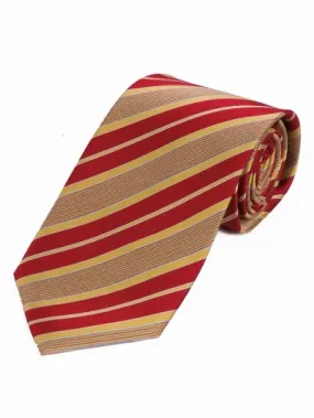 Cravatta lunga Business Noble Stripe Pattern Zafferano Rosso Tea Nero
