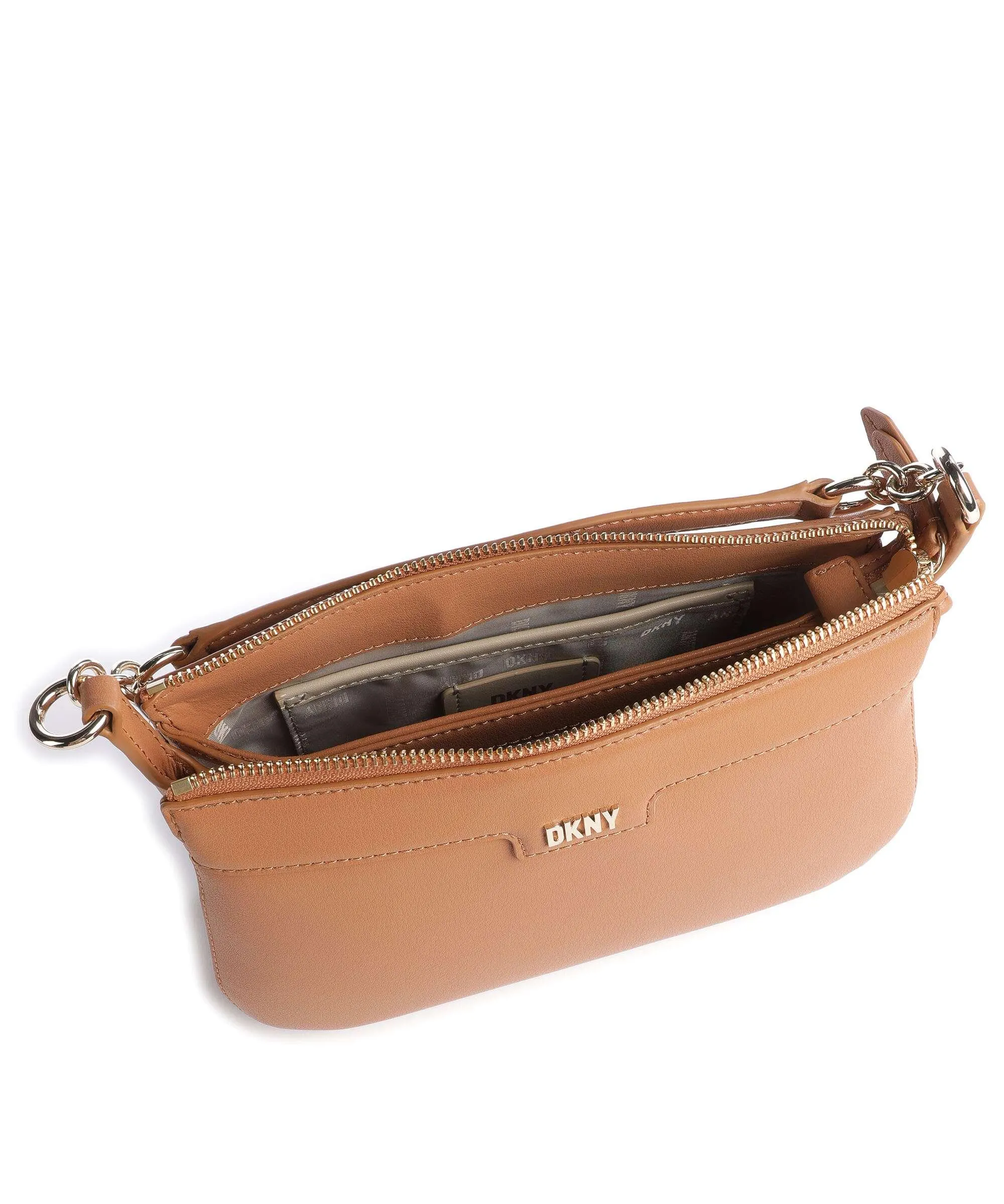 DKNY Gramercy Borsa a spalla pelle di vacchetta finemente grana marrone  