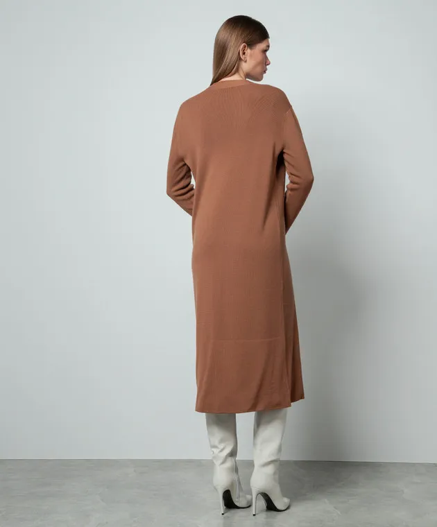 Enrico Mandelli Cardigan marrone realizzato in lana A7KD265252