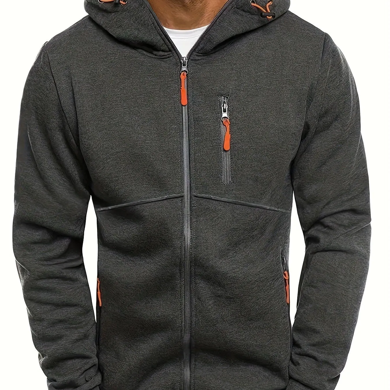 Felpe con cappuccio da uomo con zip Felpa leggera a maniche lunghe slim fit con tasca a marsupio
