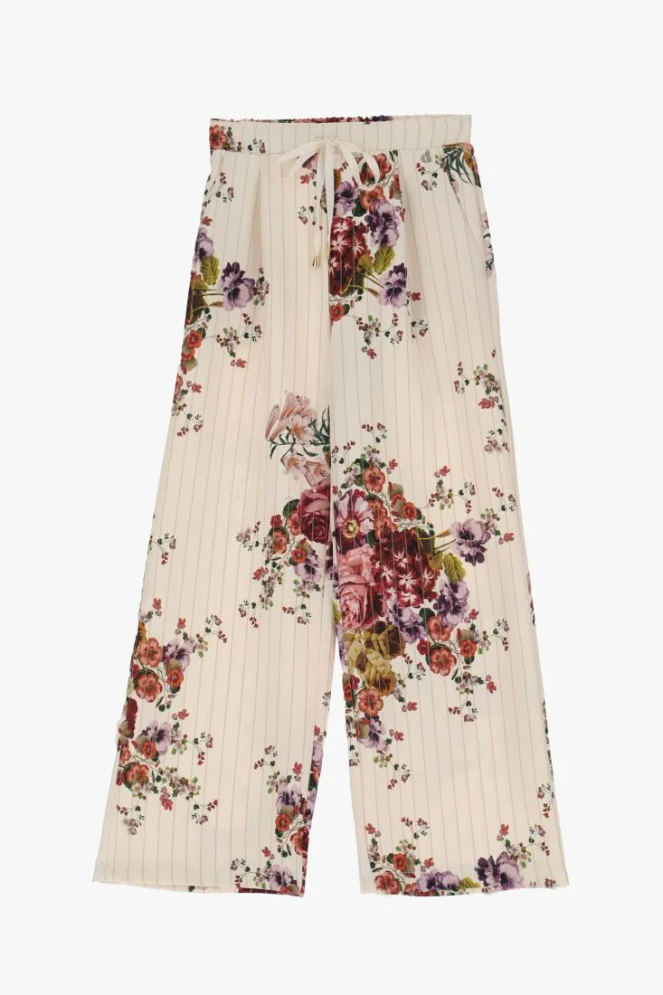 Flowered pinstriped trousers    