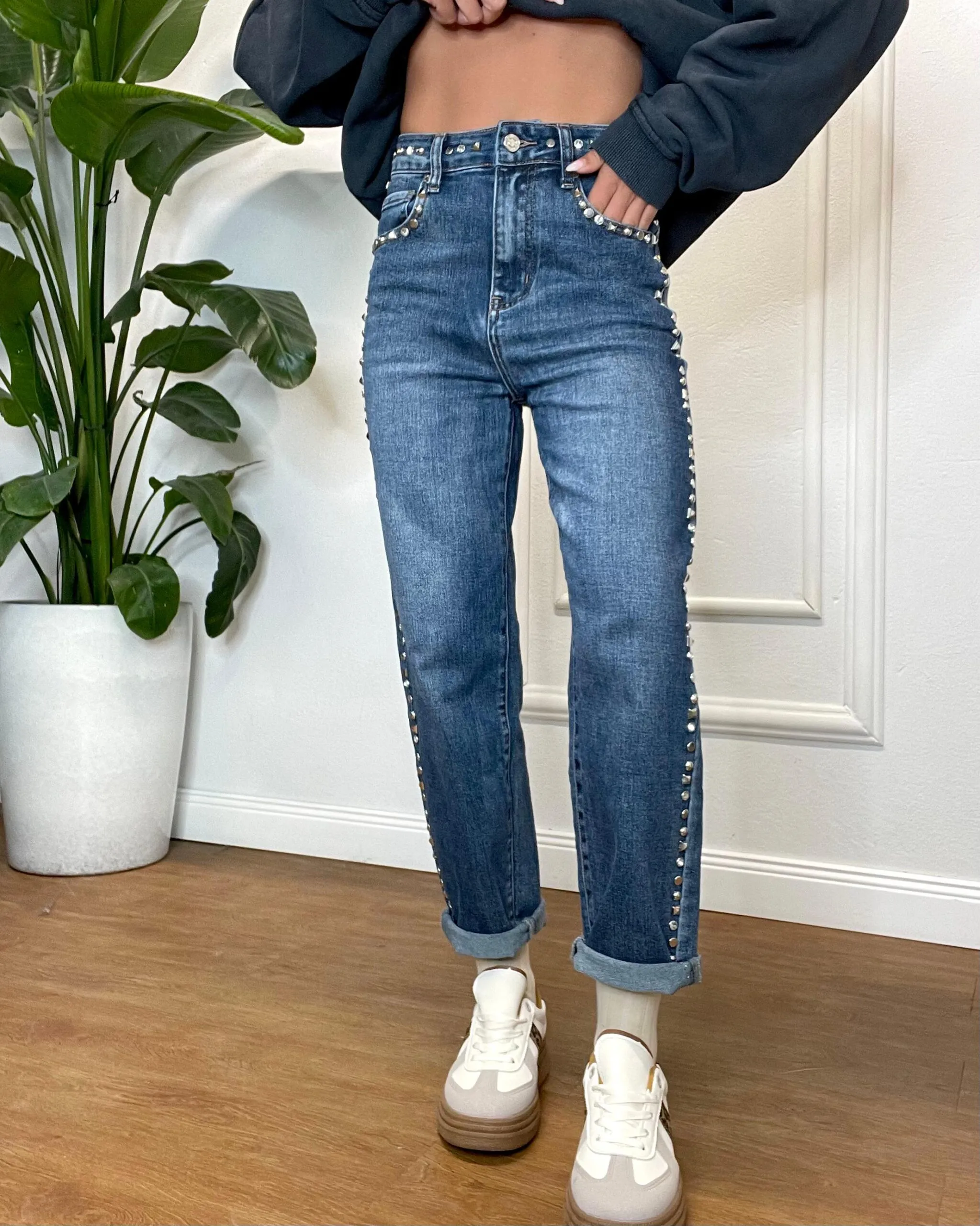 JEANS A PALLONCINO BORCHIE AI LATI 631