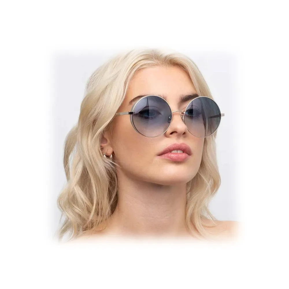 Linda Farrow - Occhiali da Sole Rotondi Lockhart C8 in Oro Chiaro e Blu - LFL758C8SUN - Linda Farrow Eyewear