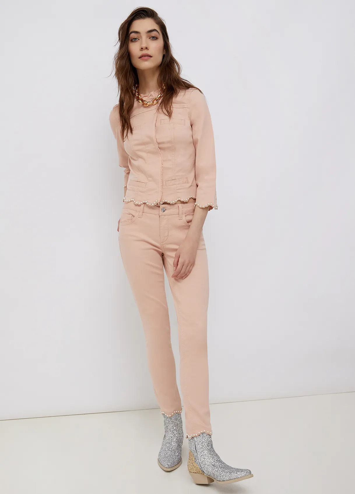 Liu jo Pantalone skinny con applicazioni WA2036T4033S9575