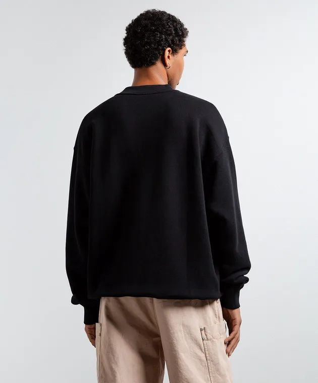Off-White Felpa nera con ricami OMBA054F23FLE003