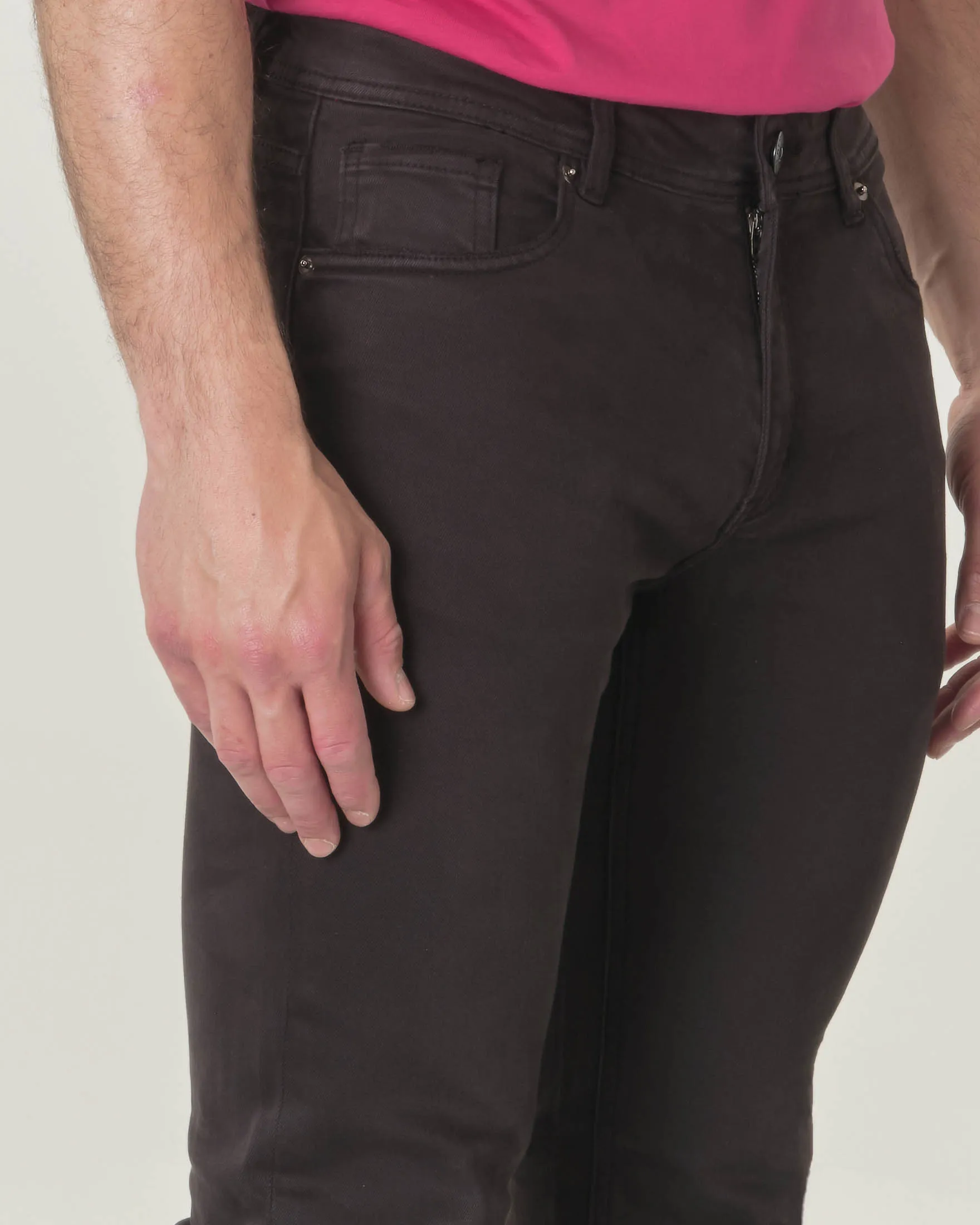 Pantalone cinque tasche nero in bull di cotone stretch