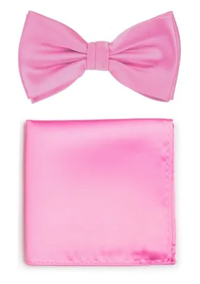 Papillon e fazzoletto da taschino da uomo in rosa