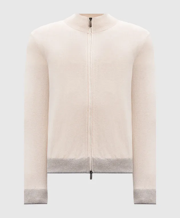 Peserico Cardigan beige in lana, seta e cashmere R59364F12E9018