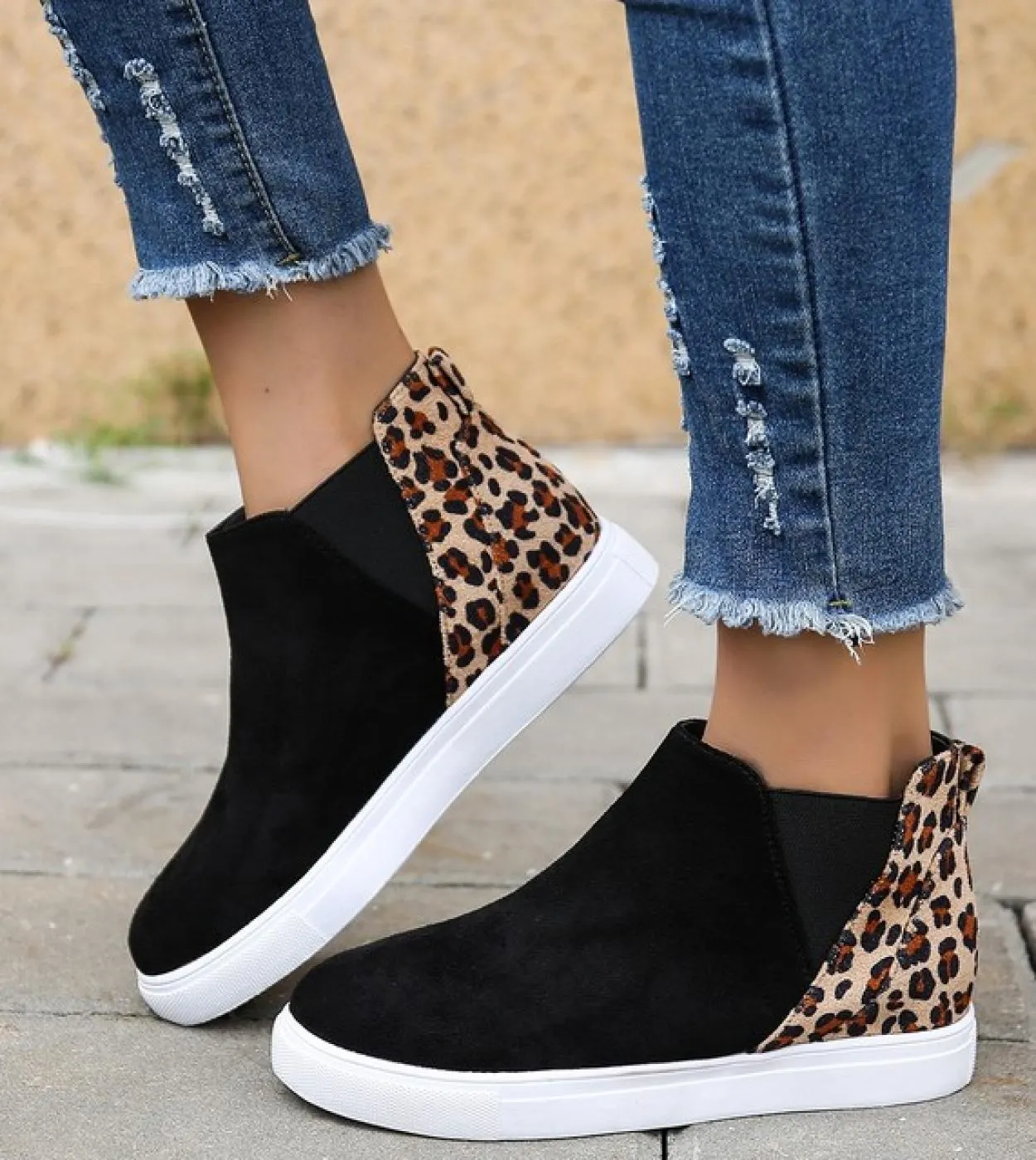Scarpe da donna 2022 Trendy Leopard Antiscivolo Scarpe pigre Plus Size Appartamenti Donna Fascia elastica Scarpe casual Mocassin