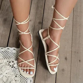 Scarpe da donna 2023 Sandali da donna con cinturino incrociato Sandali casual da donna estivi Nuovi scarpe open toe Sandali da d