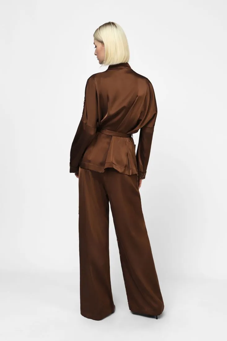  Wide-leg trousers with botanic pattern    
