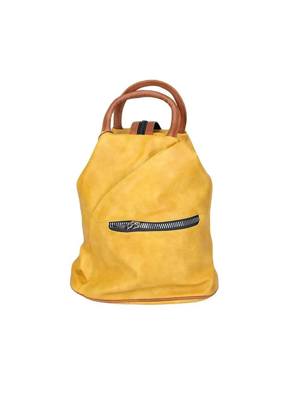 Zaino donna tracolla a sacco in eco pelle giallo con tasca